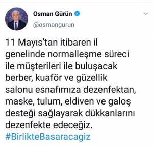 Başkan Gürün’den kuaför ve berberlere destek